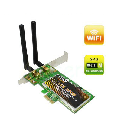 802.11N PCI-E 300M PC Wireless WIFI Card + 2 Antenna - Click Image to Close