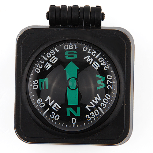 Angle Adjustable Car Compass with Plastic Adhesive Mount Black Color