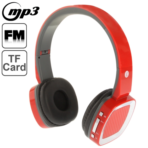 D-430 Headphone MP3 Player / Wireless Headphones, Support FM / TF Card (Red)