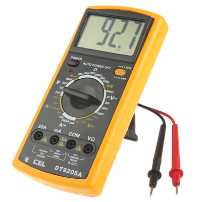 DT9205A LCD Digital Multimeter for Diode Testing Transistor hFE Measuring Function