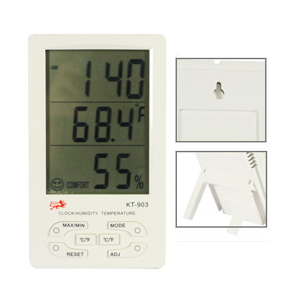 Super Large LCD Digital Thermo Humidity Meter Clock/Calendar/Alarm KT903 - Click Image to Close