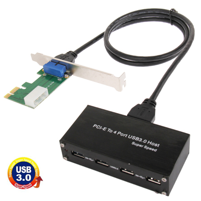 PCI-E to USB 3.0 Portable Upgrade Kit 4 Port USB 3.0 Hub (P3060A)