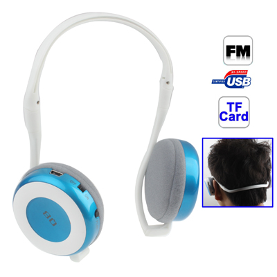 Sport MP3 Player Headset, Support TF Card / FM Radio Function (Q8), Blue - Click Image to Close