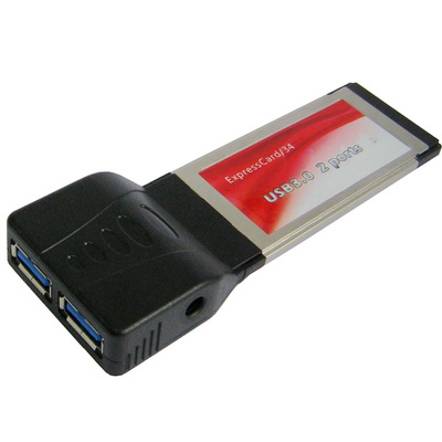 SuperSpeed USB 3.0 Express PCMCIA Card 2 Port Laptop, Built in DC Jack for Extra Power