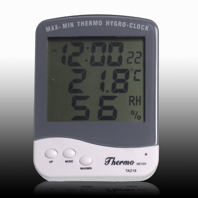 Indoor Thermo and Hygrometer with Clock TA218B - Click Image to Close